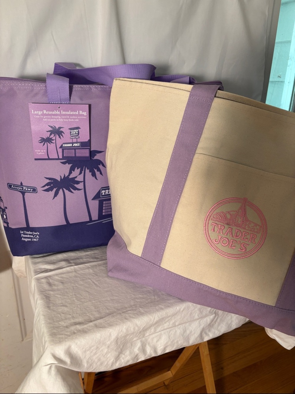 Trader Joe's Lavender Set NEW Large Cooler AND Large Canvas Tote Bag!